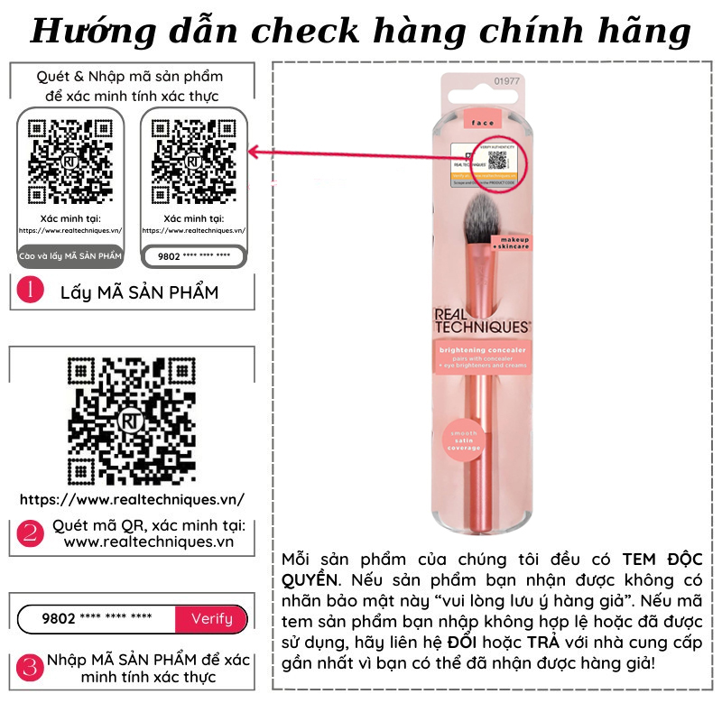Cọ Trang Điểm RT Real Techniques Che Khuyết Điểm Bắt Sáng Brightening Concealer Makeup Brush